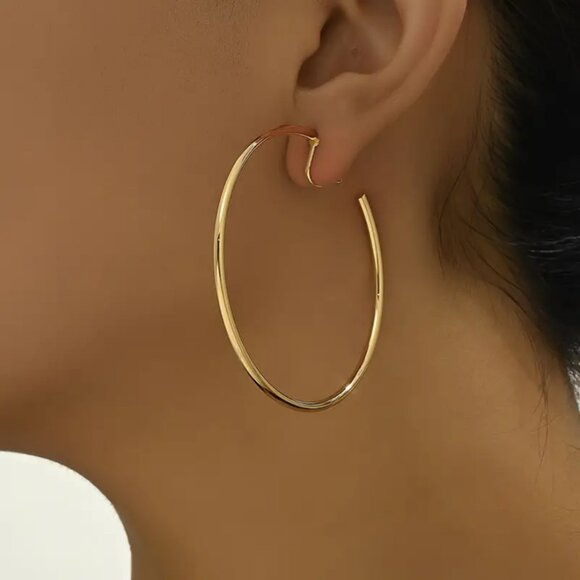 14K Gold Womens 3 Size Clip On Hoop Earrings Ladies Clip-On 14 K Silver Jewelry